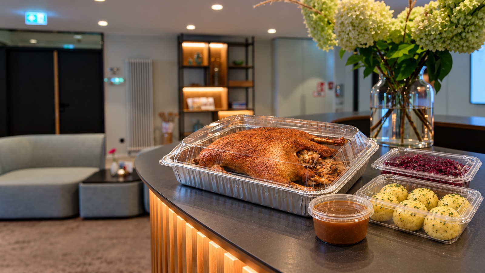 Ganze Gans mit Beilagen (für 4 Personen)
